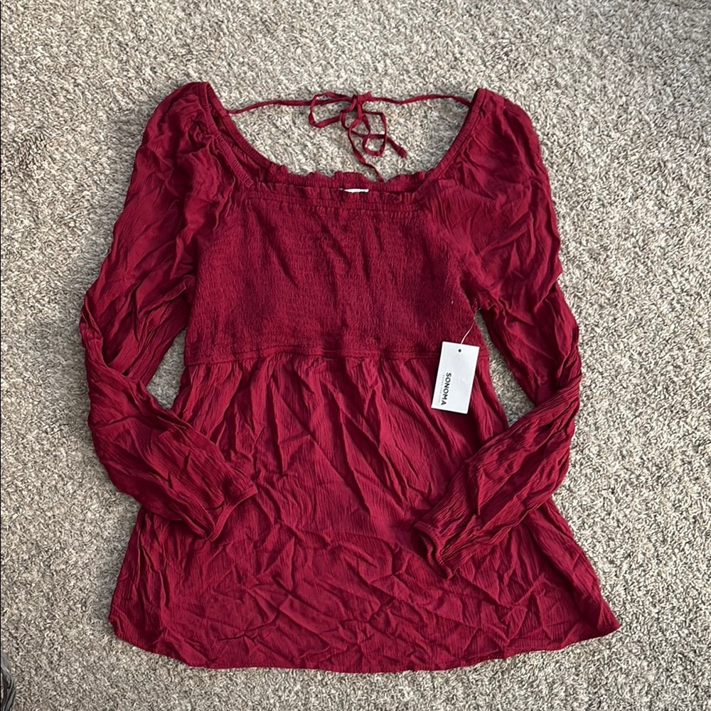 2/$30 Maternity Sz M Maroon Long Sleeve Dressy top
